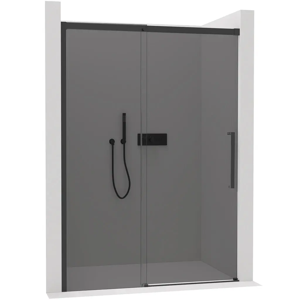 CERANO Sprchové posuvné dveře Lantono L/P 8 mm Soft-Close černá matná, grafitové sklo 100x195 CER-8050BD7235