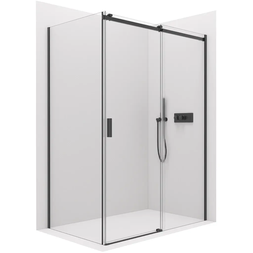 CERANO Sprchový kout Santoro L/P 8 mm černá matná, transparentní sklo 110x90x195 posuvný CER-8050BD7324