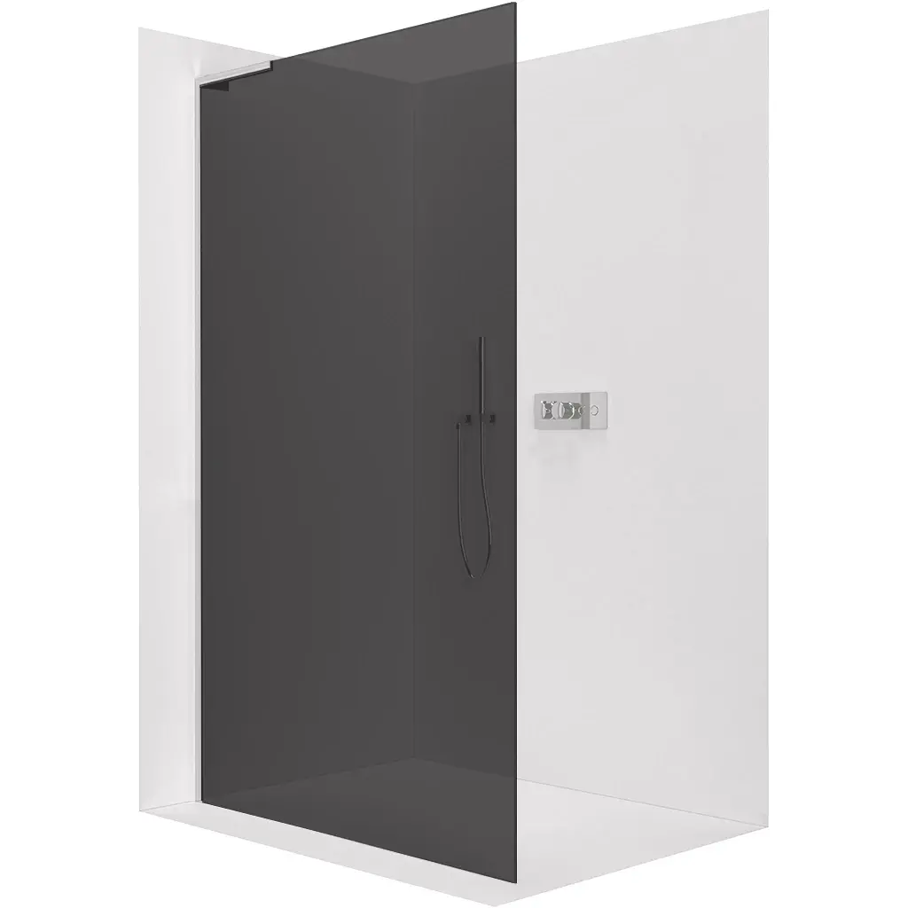 Sprchová zástěna Walk-in Onyx L-levá vzpěra - 10 mm - chrom, grafitové sklo - 140x200 cm