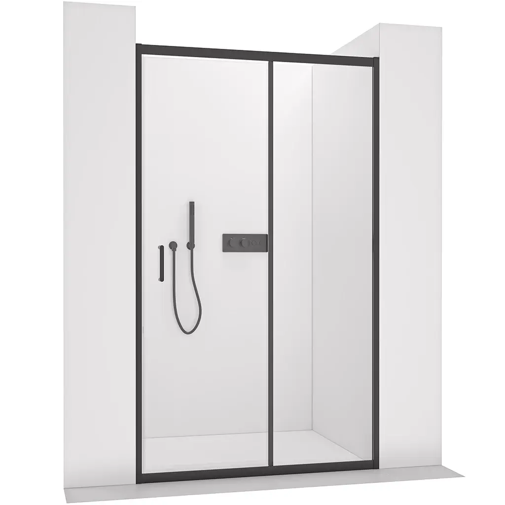 Sprchové posuvné dveře Orlano L/P - 5 mm - černá matná, transparentní sklo - 80x195 cm