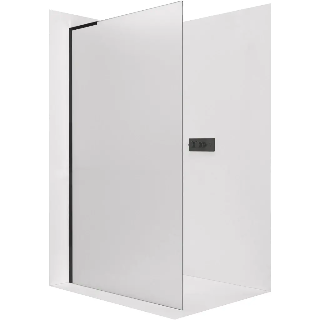 CERANO Sprchová zástěna Walk-in Onyx L-levá vzpěra 8 mm černá matná, mléčné sklo 110x200 CER-8050BD757