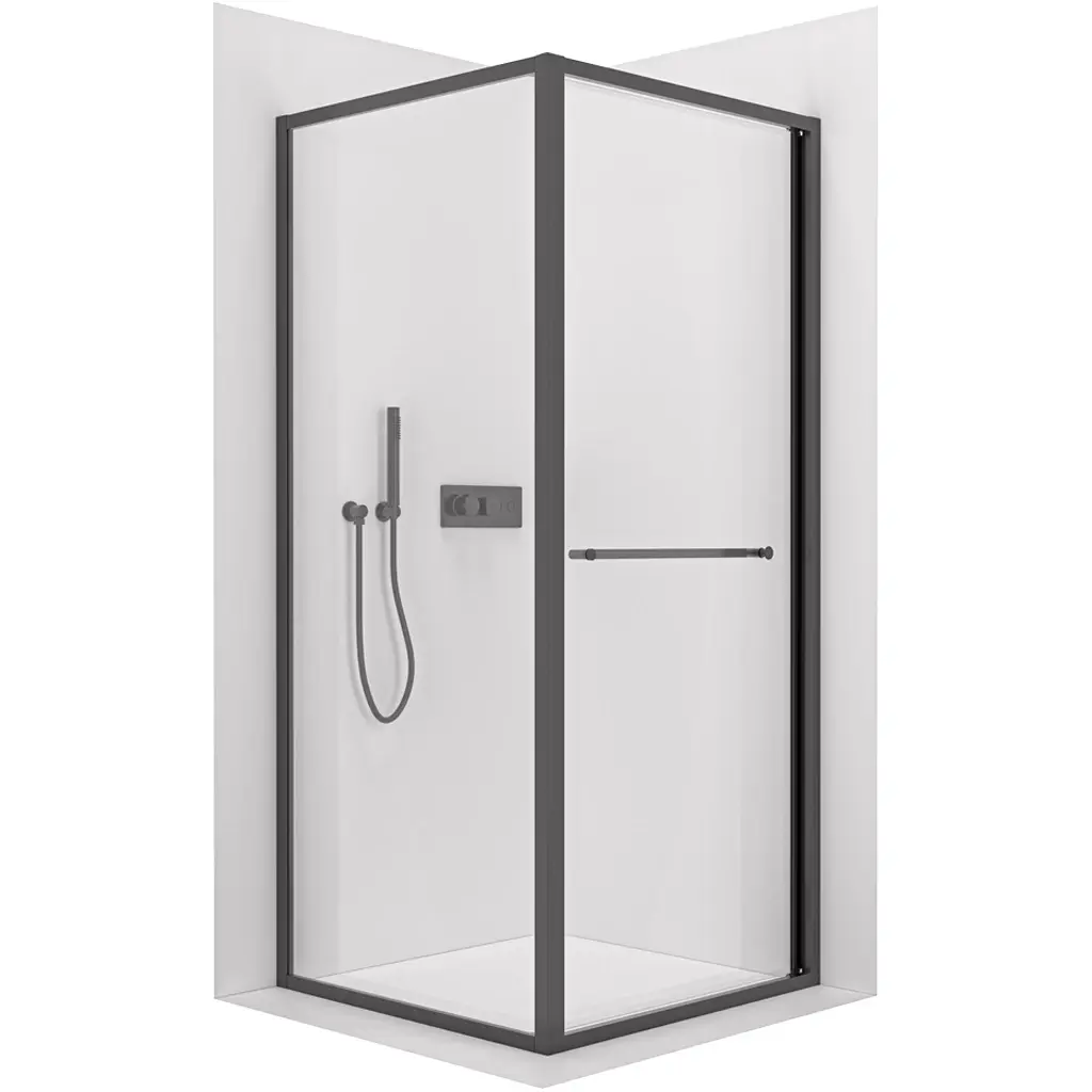 CERANO Sprchový kout Versaro L/P 6 mm černá matná, transparentní sklo 90x90 zasouvací CER-8050BD80286