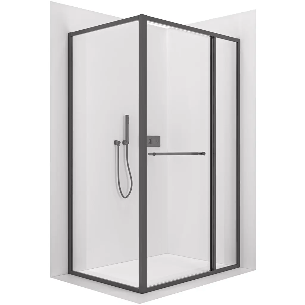 CERANO Sprchový kout Versaro L/P 6 mm černá matná, transparentní sklo 110x90 zasouvací CER-8050BD80292