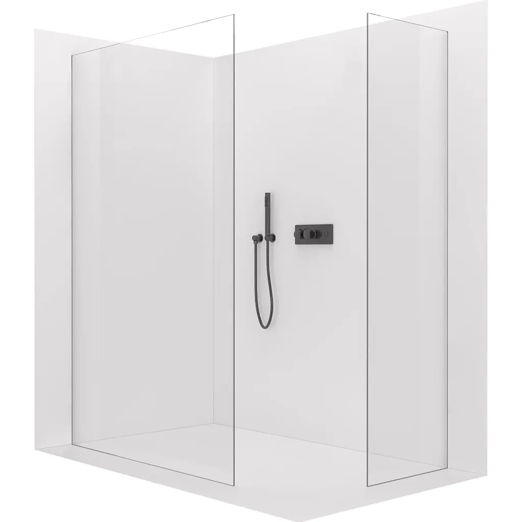 CERANO Sprchová zástěna Walk-in Crystal T L/P 10 mm bezvzpěrový systém černá matná, transparentní sklo- 130x130x200  CER-8050BD80852