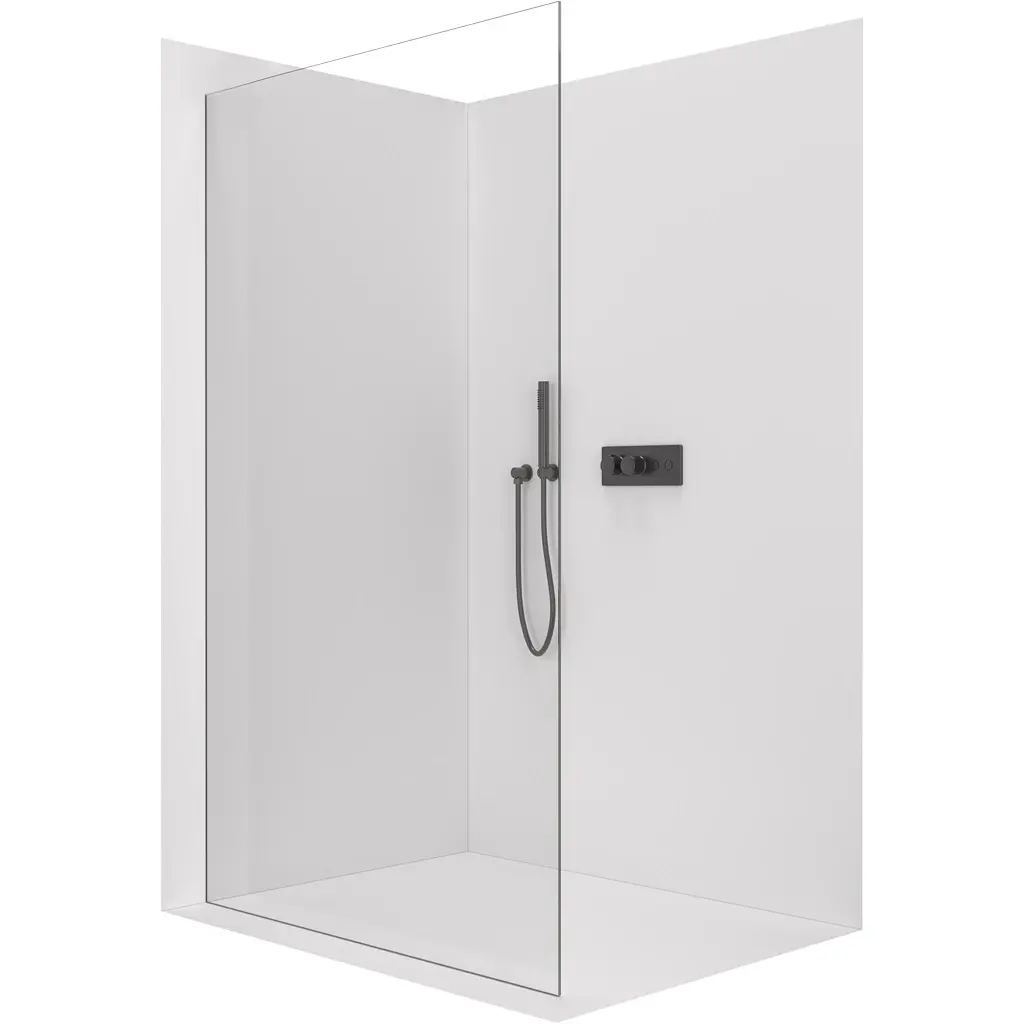 Sprchová zástěna Walk-in Crystal L/P - 10 mm - bezvzpěrový systém - černá matná, transparentní sklo - 130x200 cm