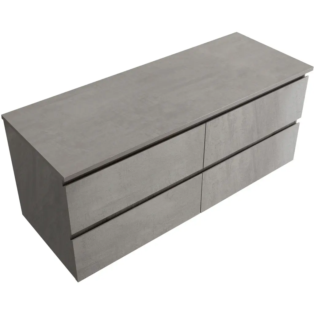 Koupelnová skříňka Carole + deska pod umyvadlo Navira Slim - 18 mm - betonově šedá - 120x49,8x46 cm