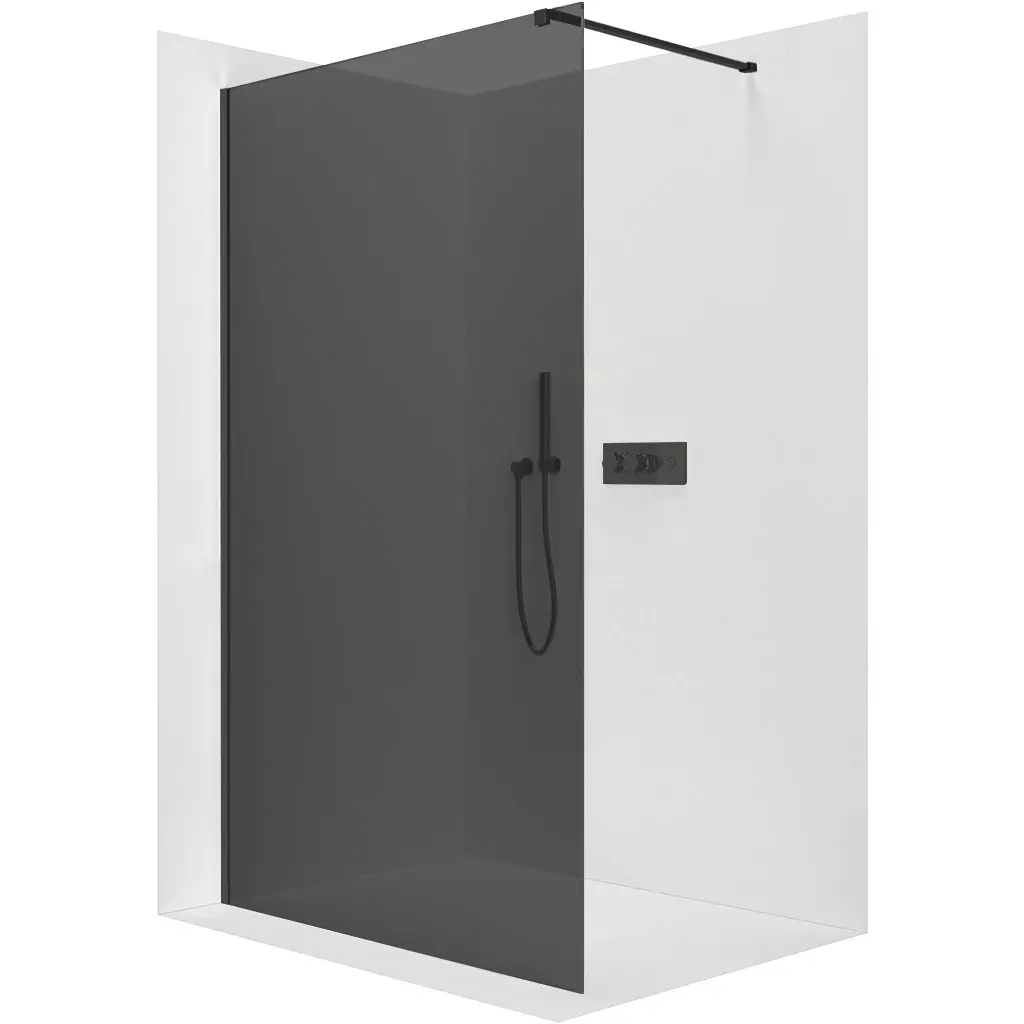 CERANO Sprchová zástěna Walk-in Onyx Cube L/P 10 mm hranatá vzpěra černá matná, grafitové sklo 150x200 CER-8050BD8369