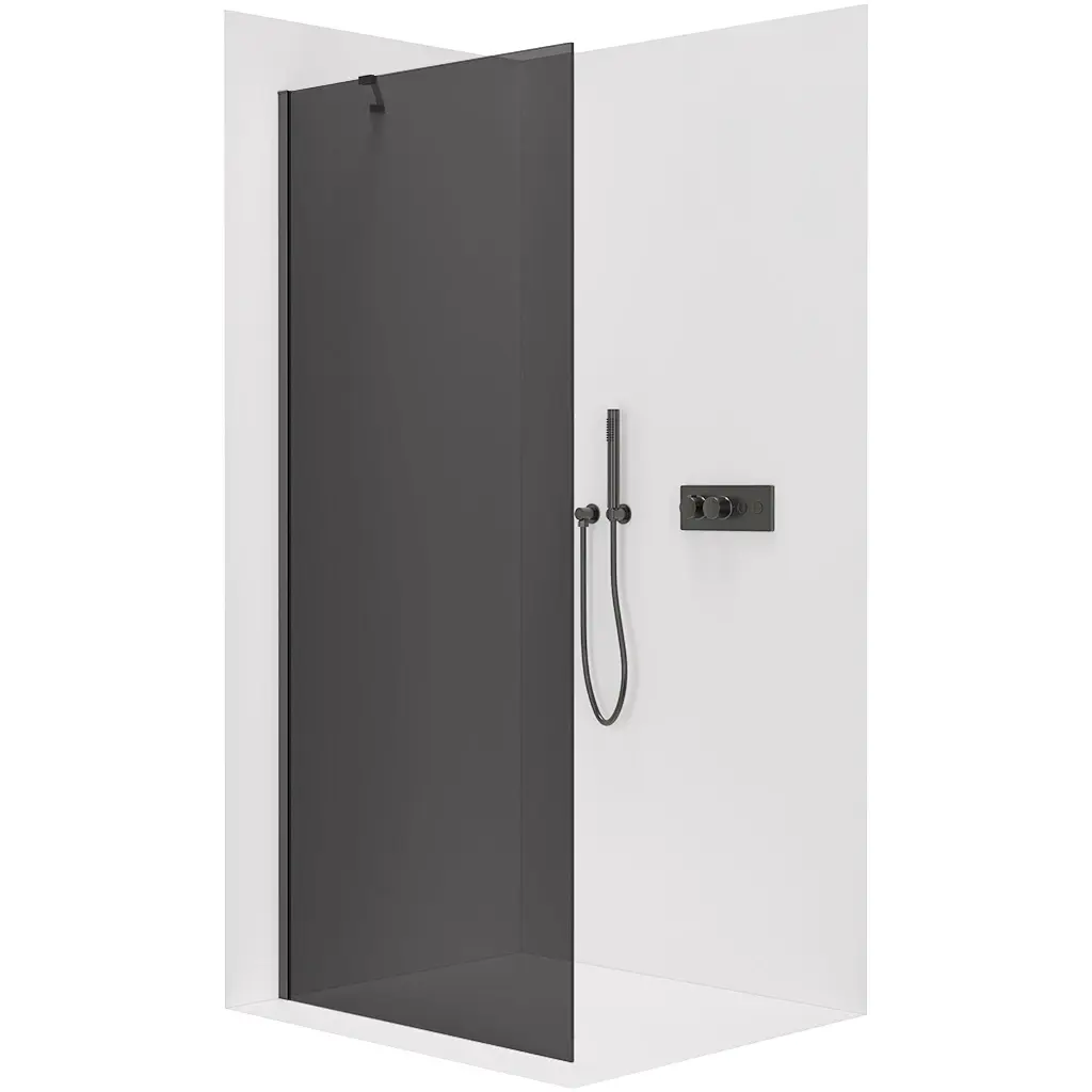 Sprchová zástěna Walk-in Onyx Y L/P - 10 mm - černá matná, grafitové sklo - 150x200 cm