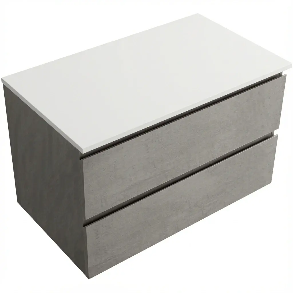 Koupelnová skříňka Carole - betonově šedá + deska z lit. mramoru Elanys - 12 mm - bílá matná - 100x49,2x46 cm