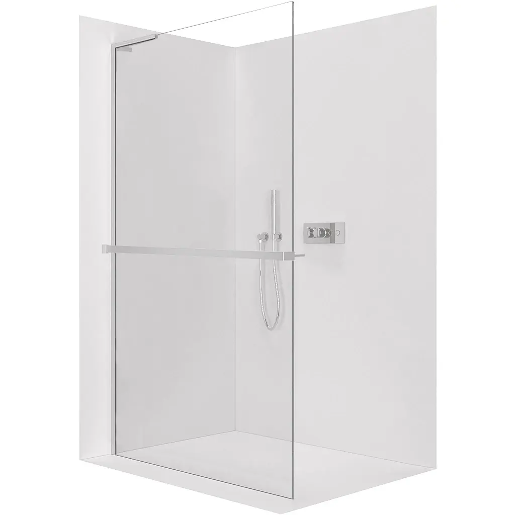 CERANO Sprchová zástěna Walk-in Onyx L-levá vzpěra 8 mm + polička/držák na ručníky chrom, transparentní sklo 150x200 CER-8050BD893