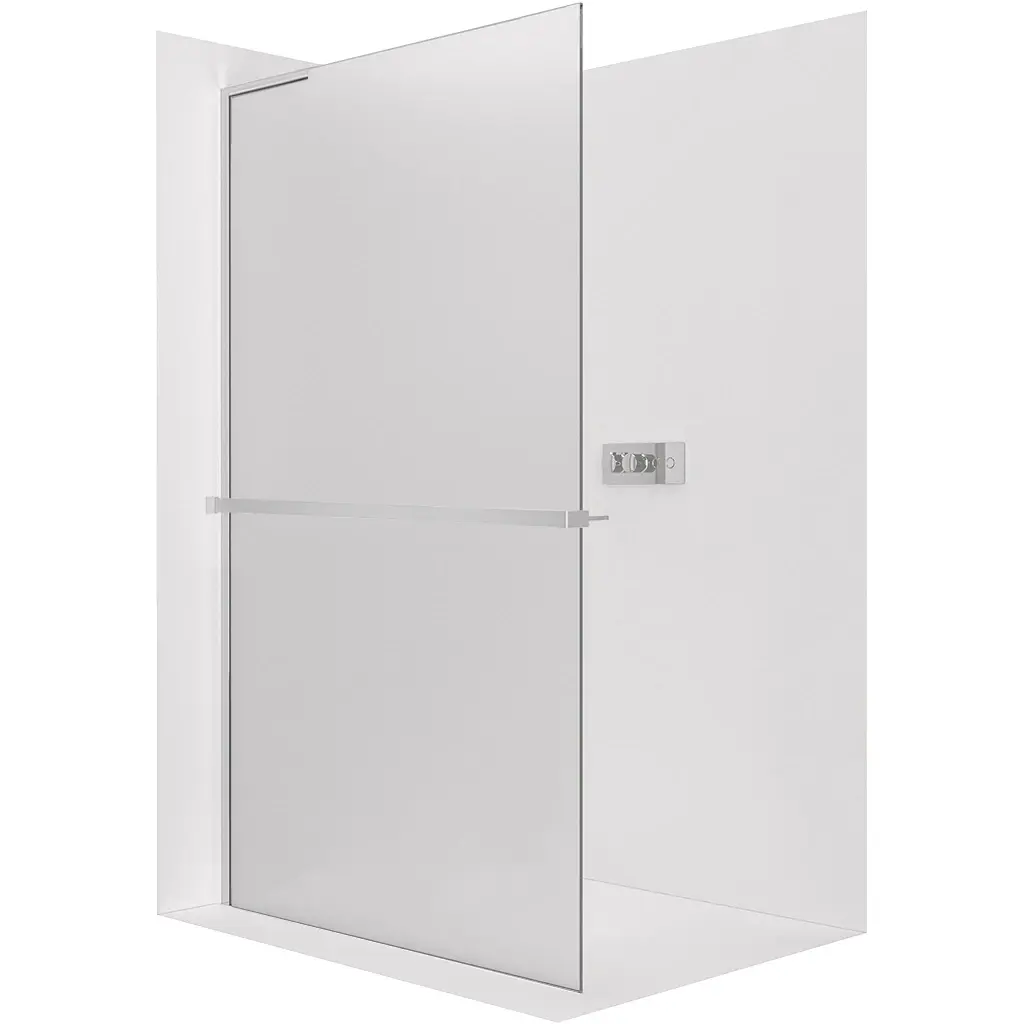 Sprchová zástěna Walk-in Onyx L-levá vzpěra - 8 mm + polička/držák na ručníky - chrom, mléčné sklo - 100x200 cm