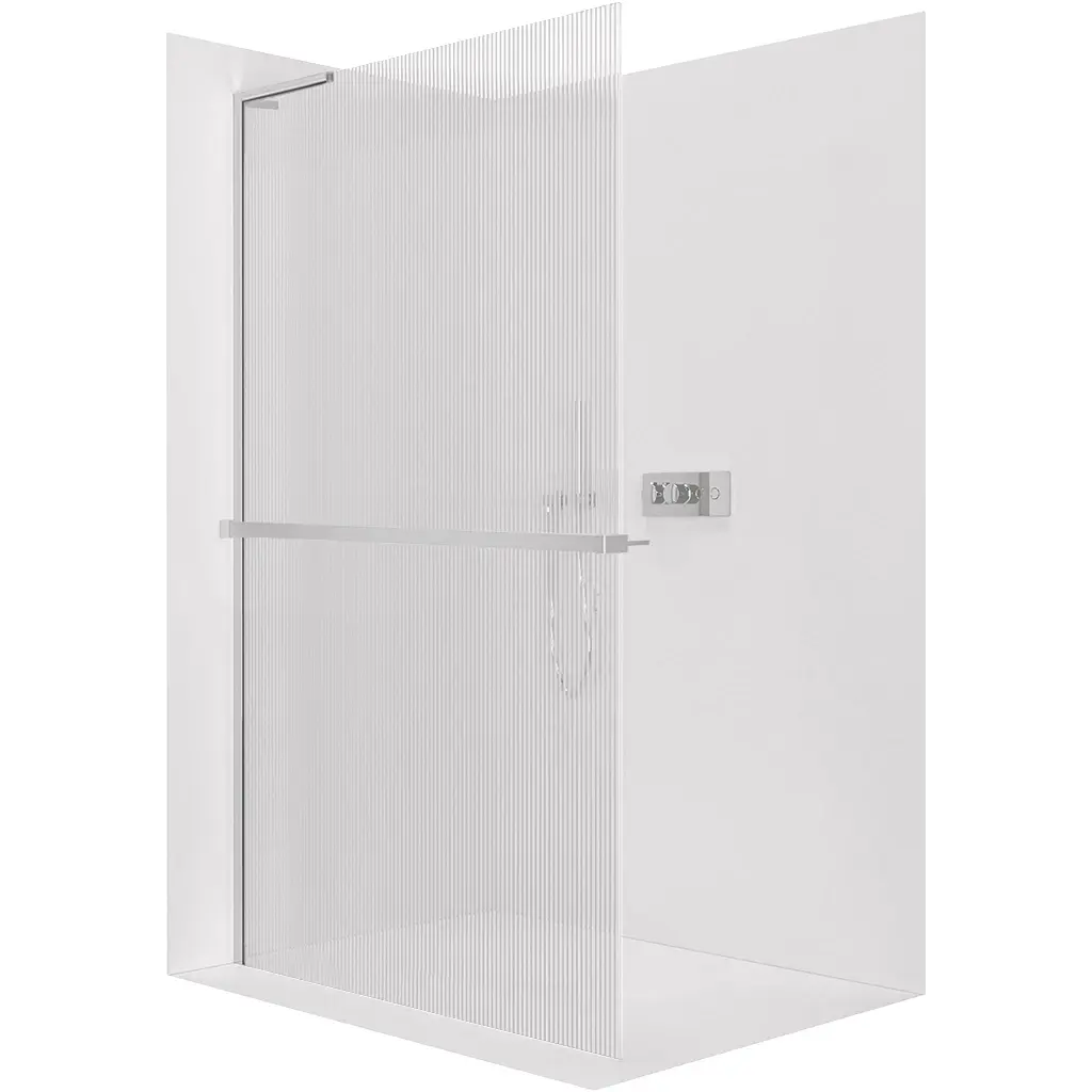 CERANO Sprchová zástěna Walk-in Onyx L-levá vzpěra 8 mm + polička/držák na ručníky chrom, rýhované sklo 150x200  CER-8050BD929