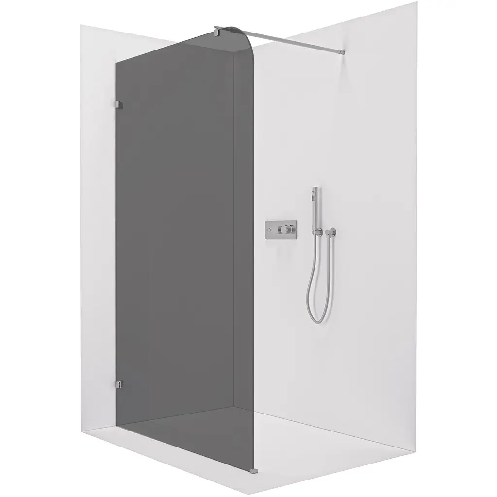 Sprchová zástěna Walk-in Orbis Round L/P - 8 mm - kulatá vzpěra - chrom, grafitové sklo - 110x200 cm