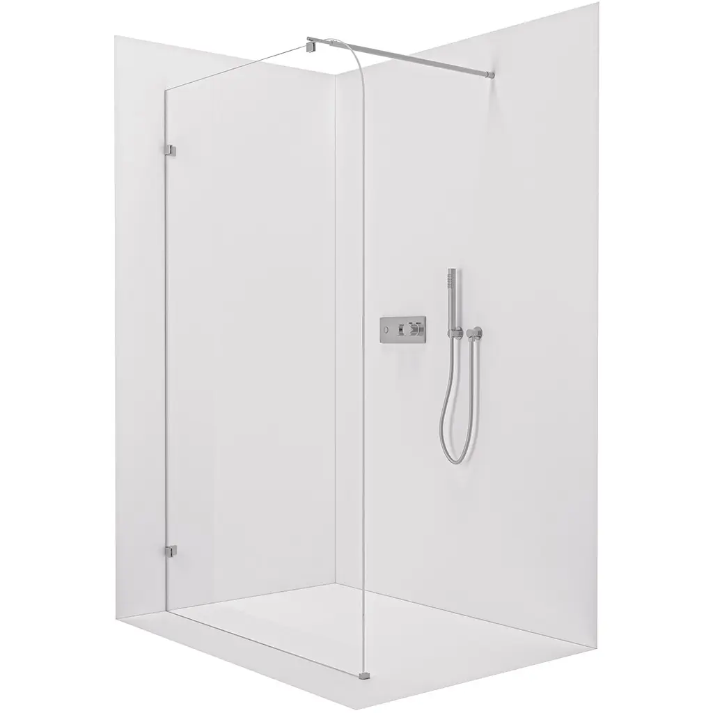 Sprchová zástěna Walk-in Orbis Round L/P - 8 mm - kulatá vzpěra - chrom, transparentní sklo - 160x200 cm