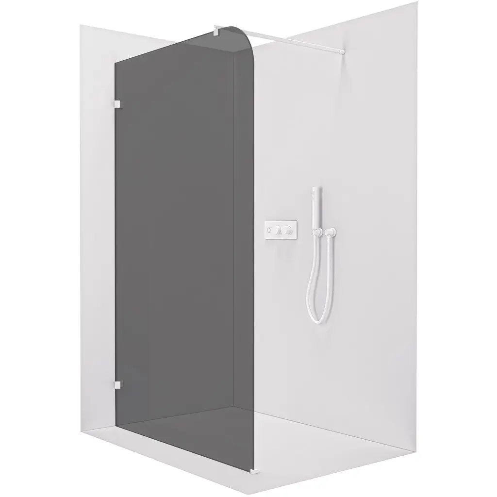CERANO Sprchová zástěna Walk-in Orbis Round L/P 8 mm kulatá vzpěra bílá matná, grafitové sklo 150x200  CER-978767