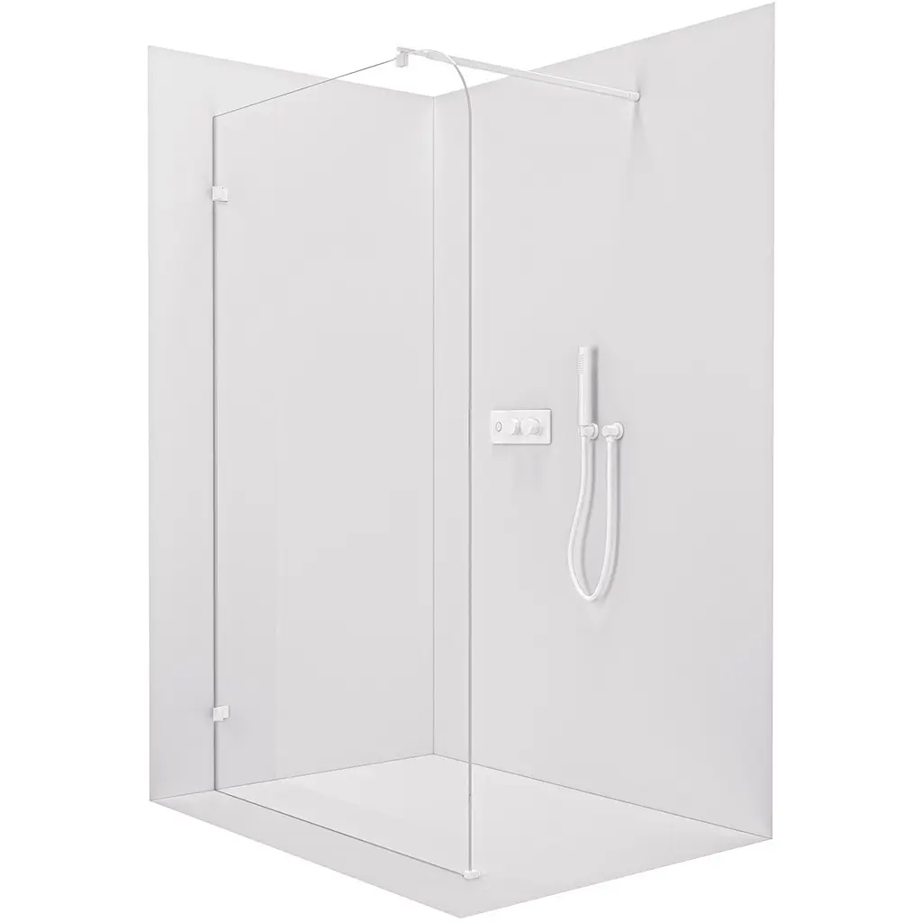 Sprchová zástěna Walk-in Orbis Round L/P - 8 mm - kulatá vzpěra - bílá matná, transparentní sklo - 160x200 cm