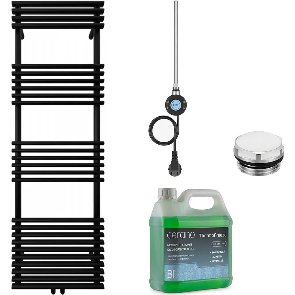 CERANO Koupelnový elektrický radiátorový set Luigi WIFI 600W černá matná 1600x500 mm CER-978847