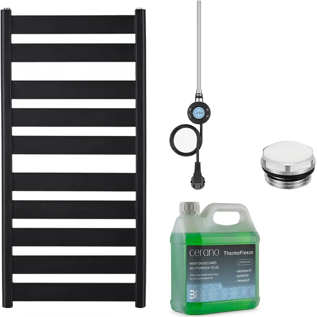 CERANO Koupelnový elektrický radiátorový set Marco WIFI 600W černá matná 1125x550 mm CER-978849