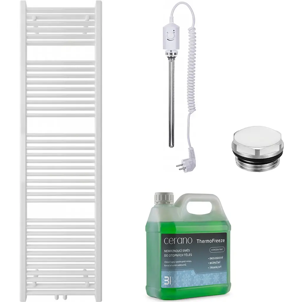CERANO Koupelnový elektrický radiátorový set Lincoln 600W bílá matná 1800x500 mm CER-978869