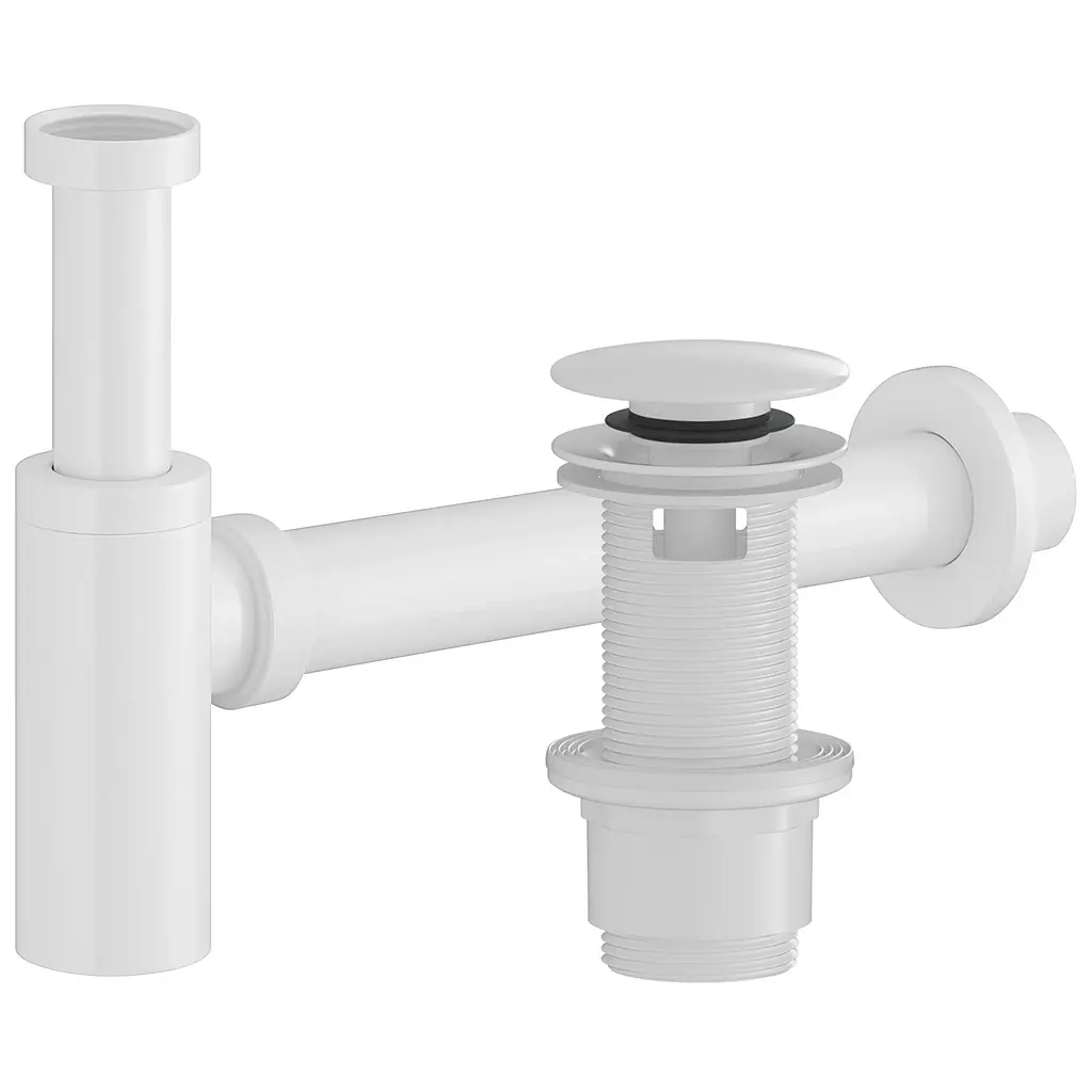 CERANO Sifon umyvadlový plast DN40/300mm s výpustí click-clack s přepadem plast 67/82mm bílá lesklá CER-978904