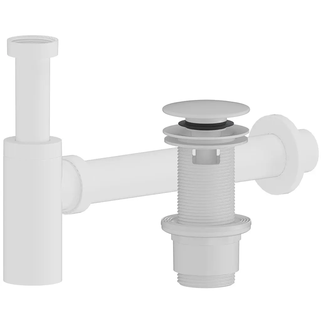 CERANO Sifon umyvadlový plast DN40/300 mm s výpustí click-clack s přepadem plast 67/82mm bílá matná CER-978906
