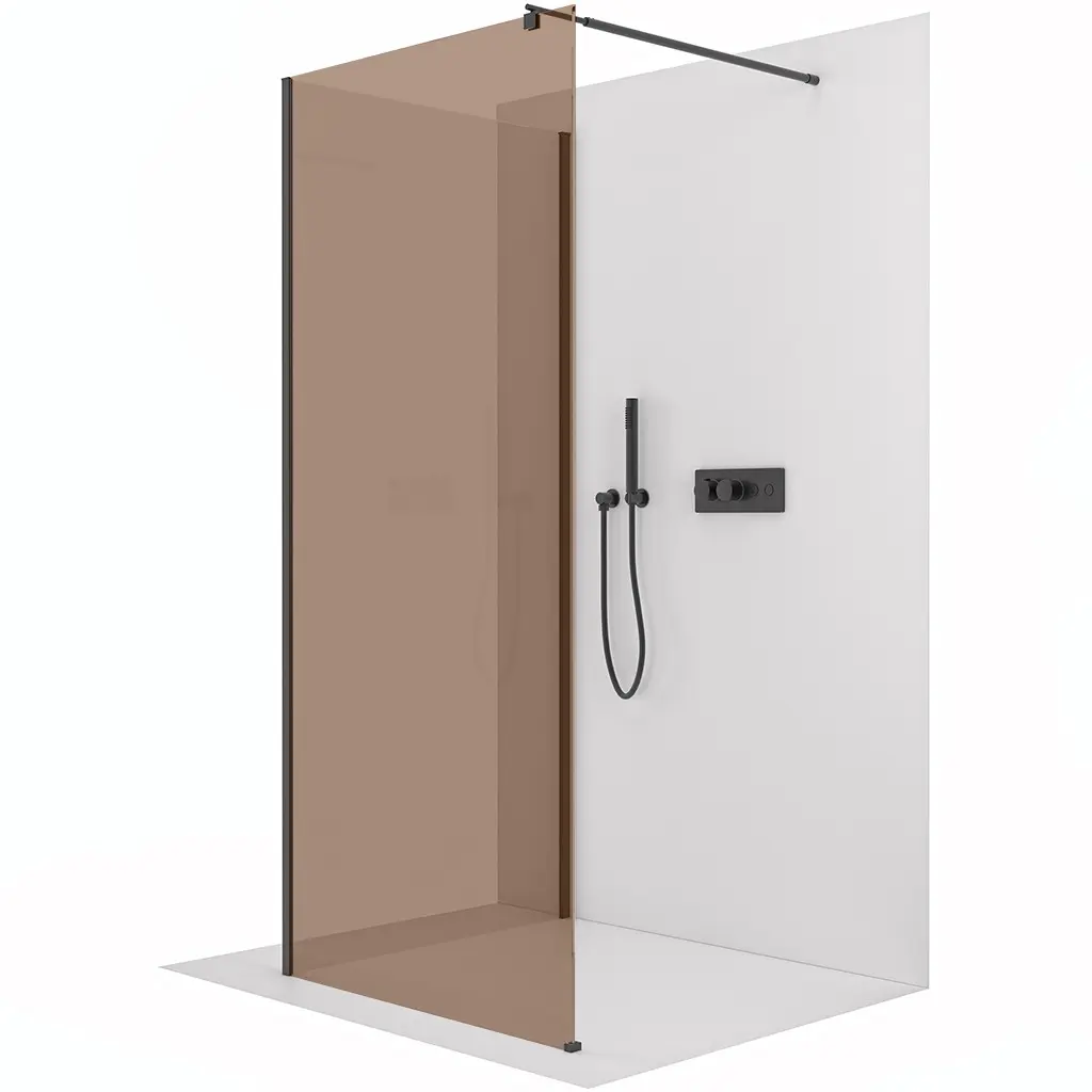 CERANO Sprchová zástěna Walk-in Onyx Corner Round L/P 8 mm kulatá vzpěra černá matná, bronzové sklo 90x120x200  CER-979814