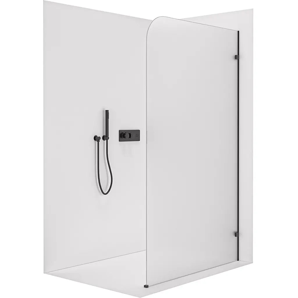 Sprchová zástěna Walk-in Orbis - Pravá - 8 mm - černá matná, mléčné sklo - 100x200 cm