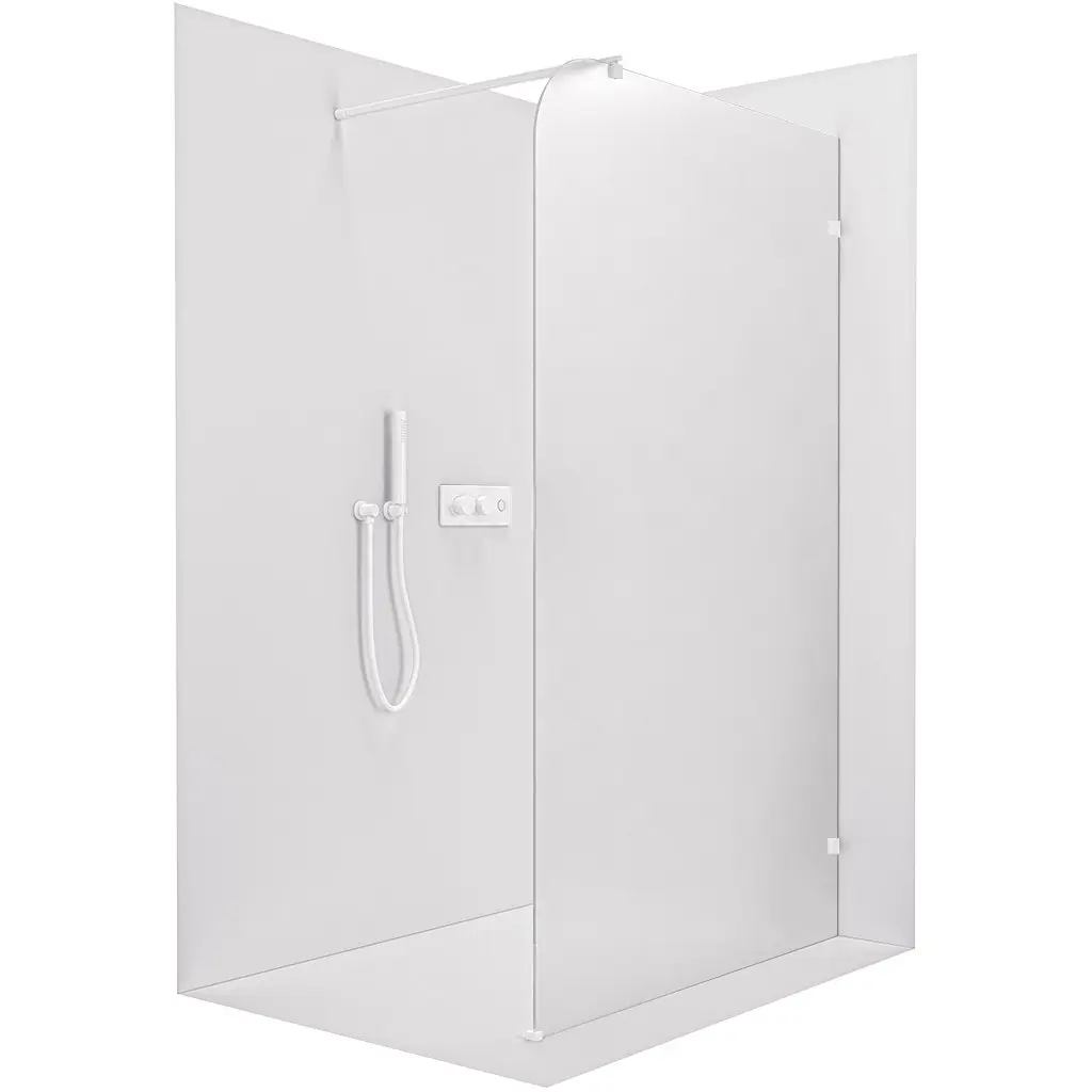 CERANO Sprchová zástěna Walk-in Orbis Round Pravá 8 mm kulatá vzpěra bílá matná, mléčné sklo 110x200  CER-999931