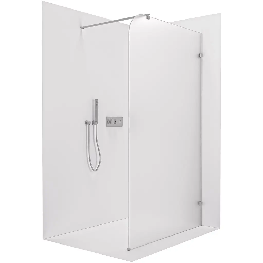 Sprchová zástěna Walk-in Orbis Round - Pravá - 8 mm - kulatá vzpěra - chrom, mléčné sklo - 110x200 cm