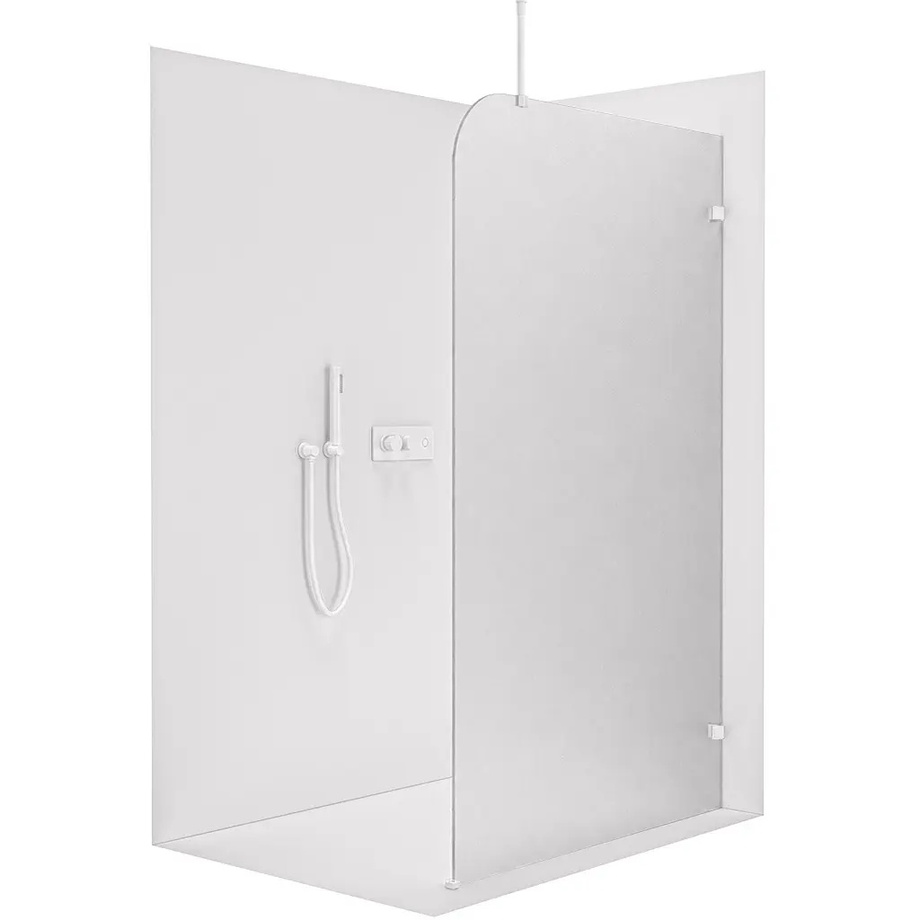 CERANO Sprchová zástěna Walk-in Orbis Top Round Pravá 8 mm kulatá vzpěra bílá matná, mléčné sklo 140x200  CER-999958
