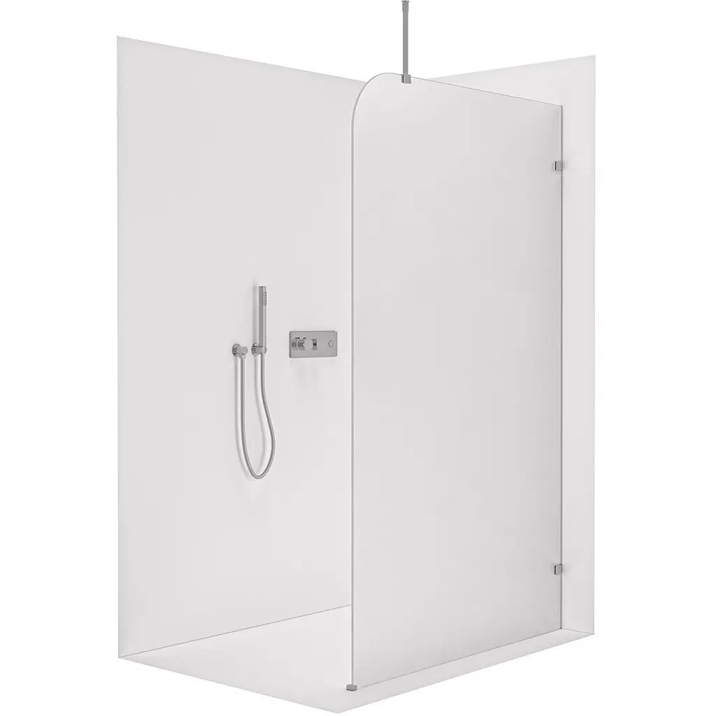 Sprchová zástěna Walk-in Orbis Top Round - Pravá - 8 mm - kulatá vzpěra - chrom, mléčné sklo - 140x200 cm