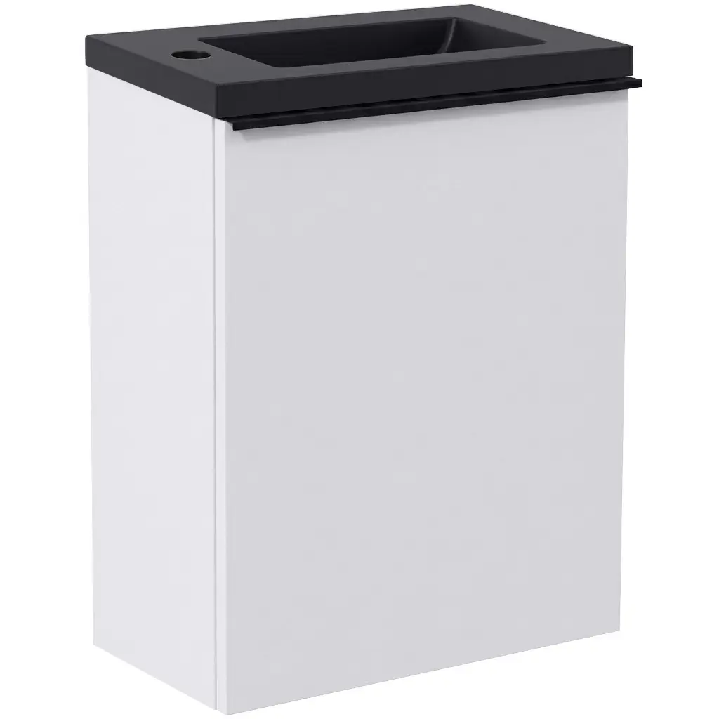 CERANO Umyvadlová skříňka pro WC Zola bílá matná + umyvadlo z lit. mramoru černá matná 40x55x23,5  CER-999995