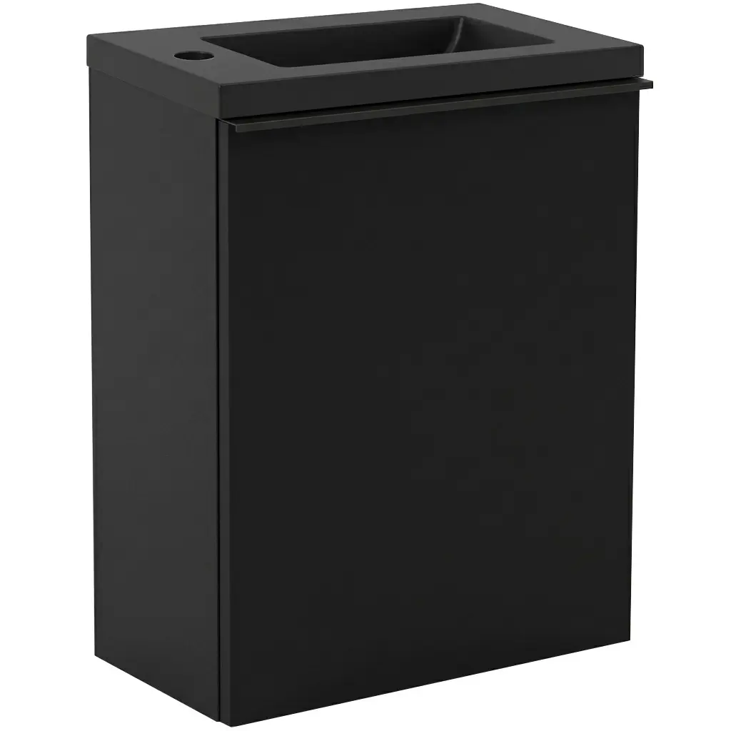 Umyvadlová skříňka pro WC Zola - černá matná + umyvadlo z lit. mramoru - černá matná - 40x55x23,5 cm