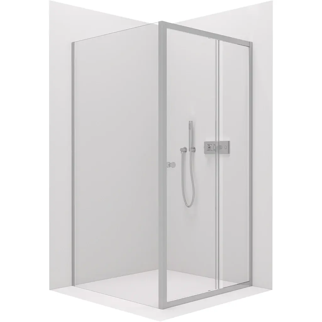 CERANO Sprchový kout Varone POINT L/P 6 mm chrom, transparentní sklo 100x100x195 posuvný CER-DY505-100100