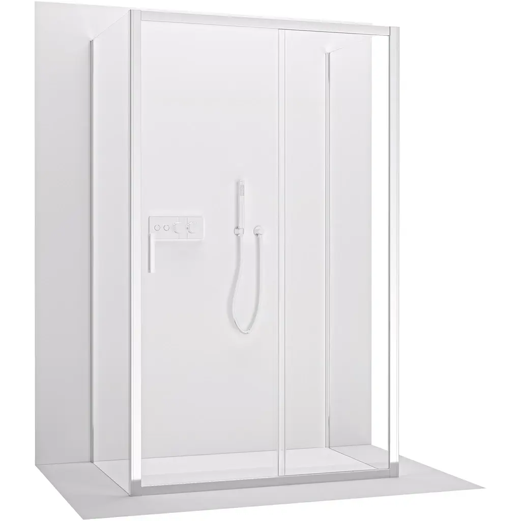 CERANO Třístěnný sprchový kout Varone LINE U L/P 6 mm chrom, transparentní sklo 100x100x195  posuvný CER-DY505-90-206