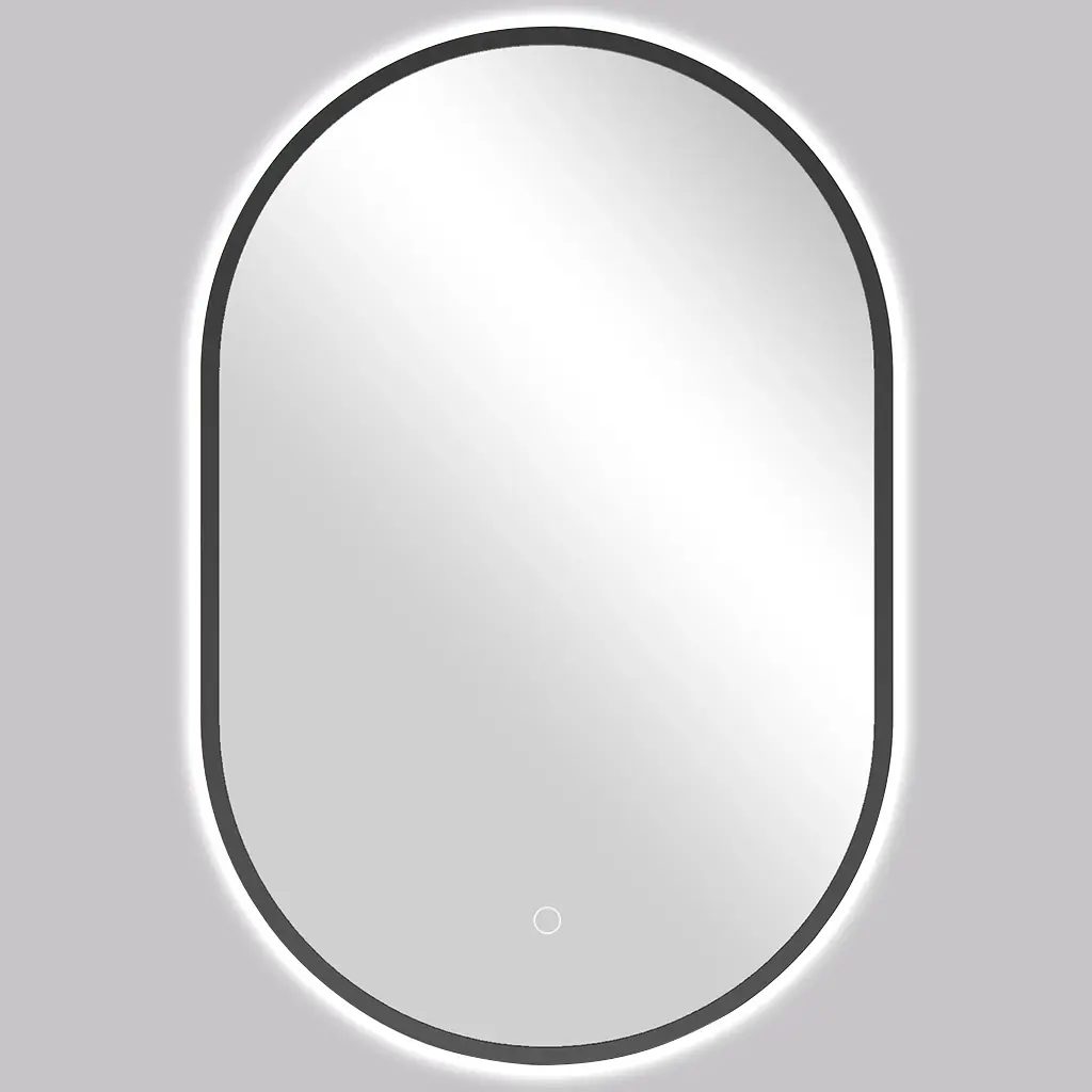 Koupelnové LED zrcadlo Balzo, kovový rám - černá matná - 55x100 cm