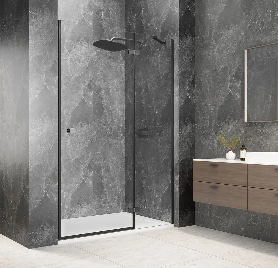 POLYSAN GLOBE GUN METAL sprchové dveře do niky 900, čiré sklo, pravé GB1090RGM