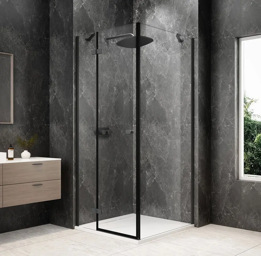 POLYSAN GLOBE GUN METAL čtvercový sprchový kout 1000x1000, čiré sklo, levé GB1010-3415LGM