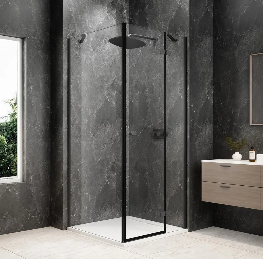 POLYSAN GLOBE GUN METAL čtvercový sprchový kout 1000x1000, čiré sklo, pravé GB1010-3415RGM