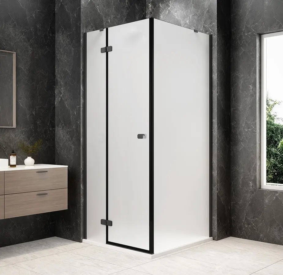 POLYSAN GLOBE GUN METAL čtvercový sprchový kout 900x900, matné sklo, levé GB1090-3315MLGM