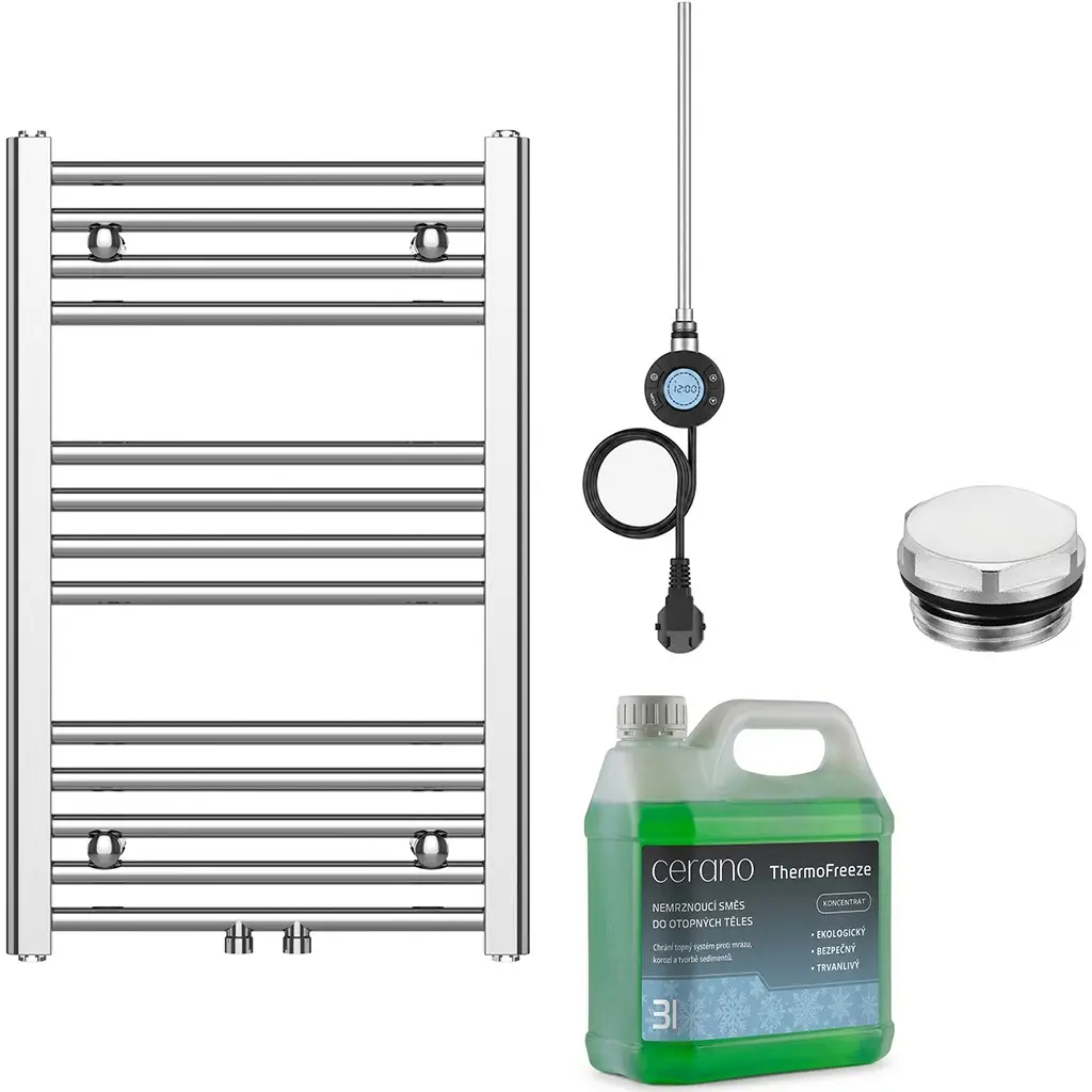 CERANO Koupelnový elektrický radiátorový set Benito WIFI 300W chrom 700x450 mm CER-144358