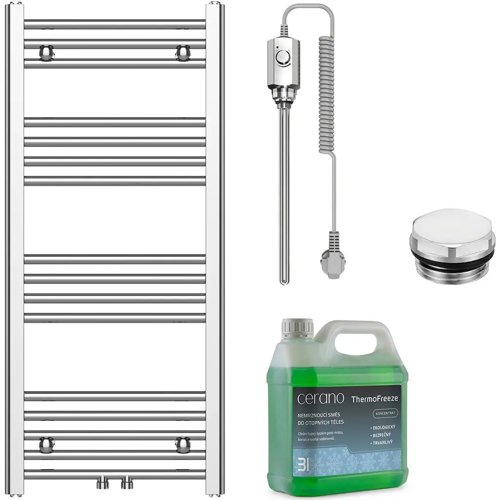 CERANO Koupelnový elektrický radiátorový set Benito 300W chrom 1000x450 mm CER-264018