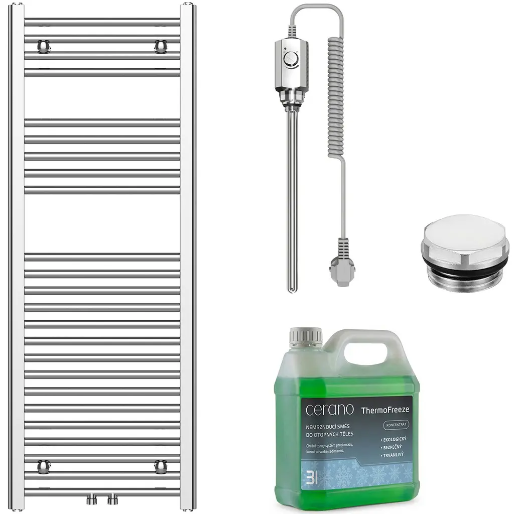 Koupelnový elektrický radiátorový set Benito - 300W - chrom - 1200x450 mm
