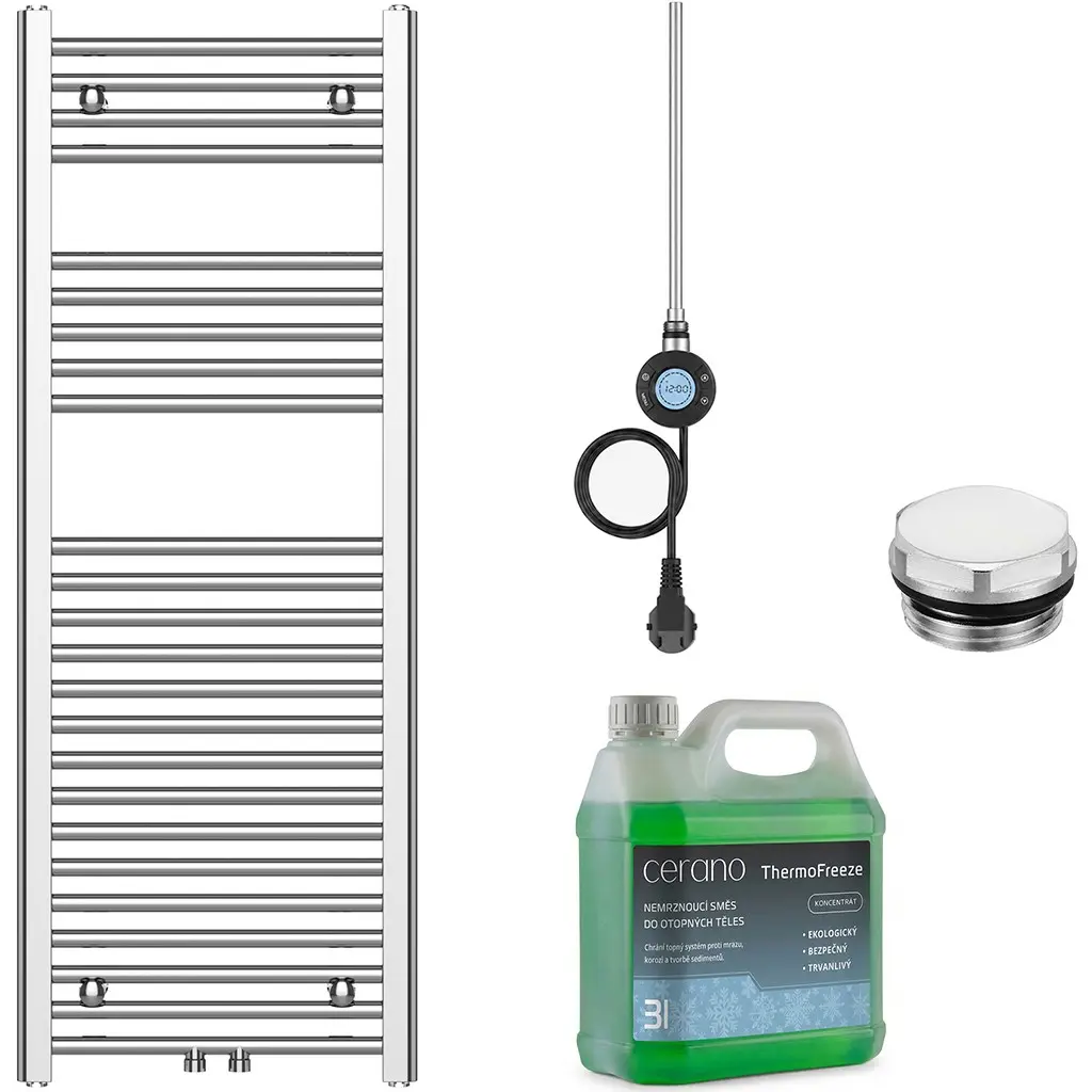 Koupelnový elektrický radiátorový set Benito - WIFI - 300W - chrom - 1200x450 mm
