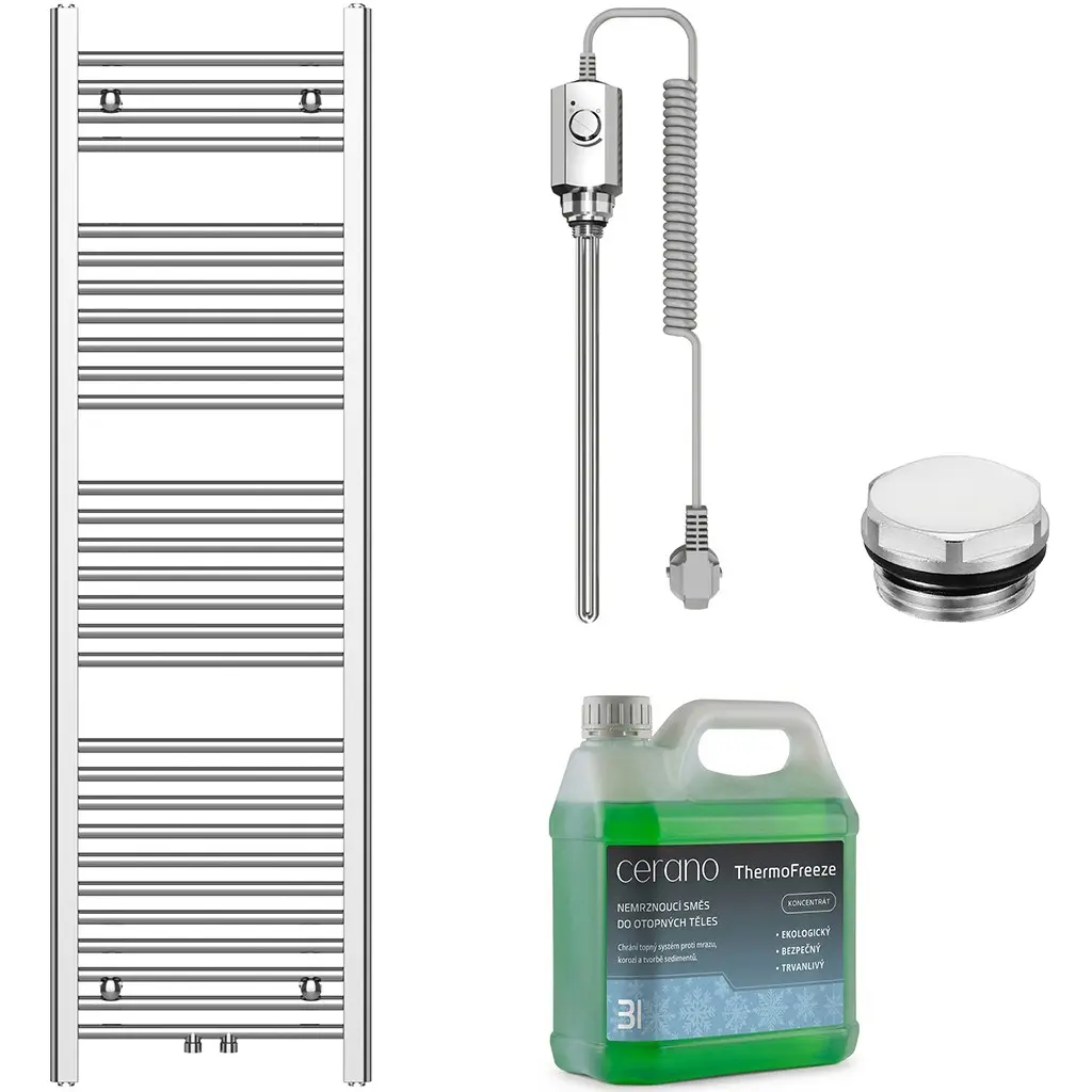 CERANO Koupelnový elektrický radiátorový set Benito 600W chrom 1500x450 mm CER-335730