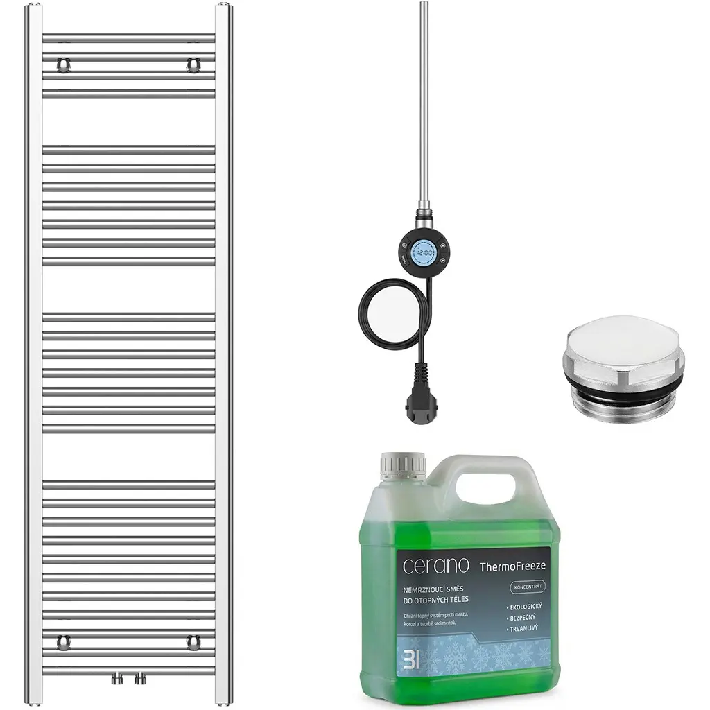 CERANO Koupelnový elektrický radiátorový set Benito WIFI 600W chrom 1500x450 mm CER-361229