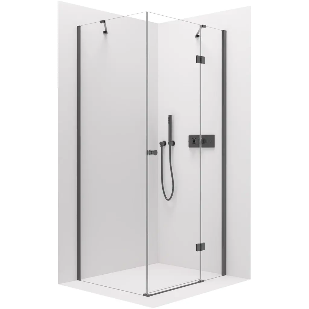 Sprchový kout Marino L/P - 6 mm - černá matná, transparentní sklo - 90x90x190 cm - pantový