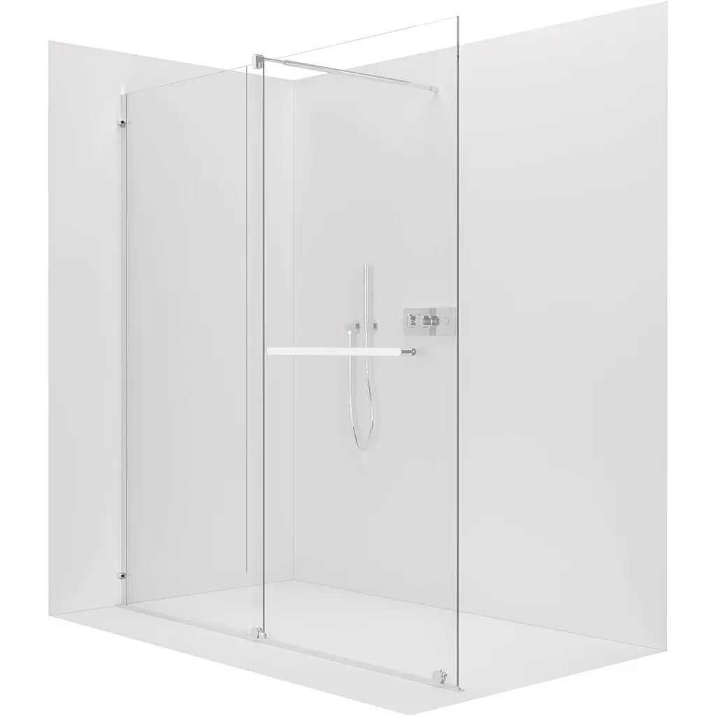 Sprchová zástěna Walk-in Medin L/P - 8 mm - chrom, transparentní sklo - 140x195 cm - dvoudílná posuvná