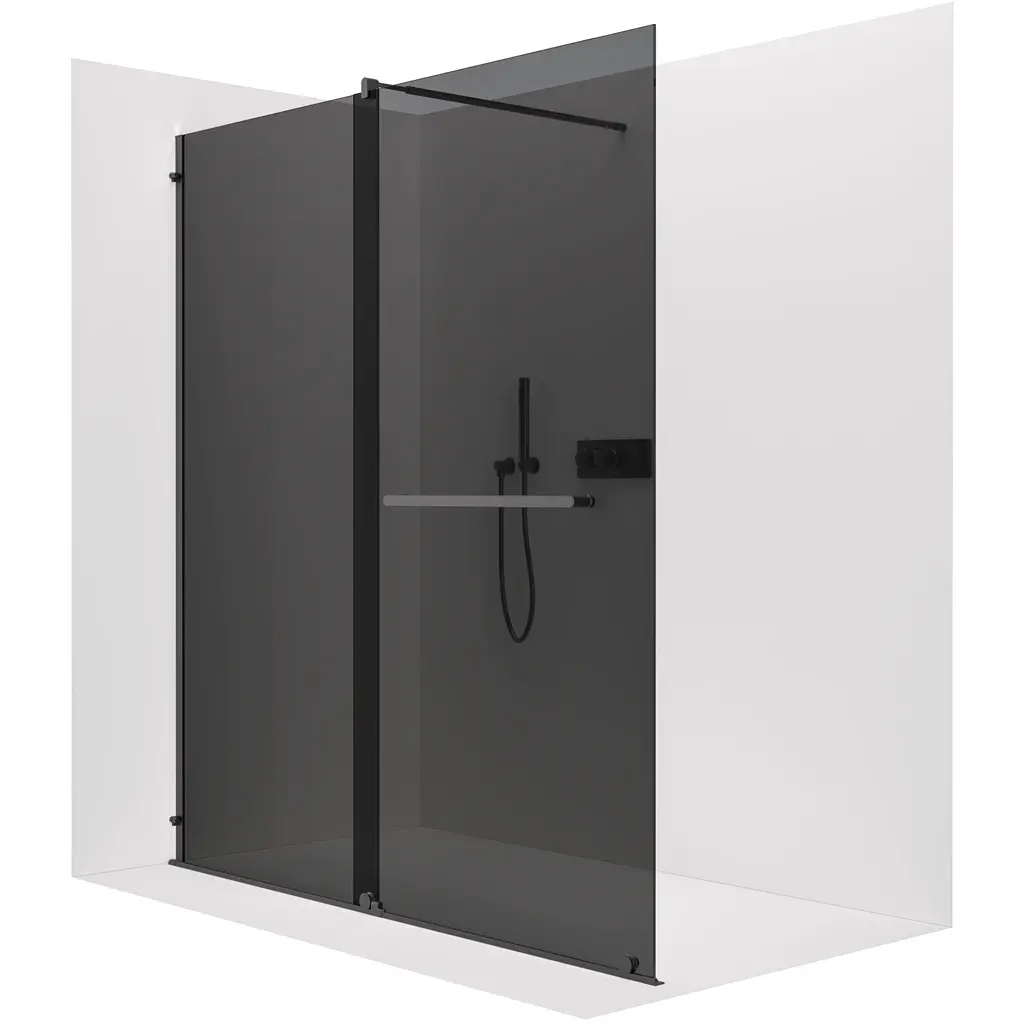 CERANO Sprchová zástěna Walk-in Medin L/P 8 mm černá matná, grafitové sklo 150x195 dvoudílná posuvná CER-478051