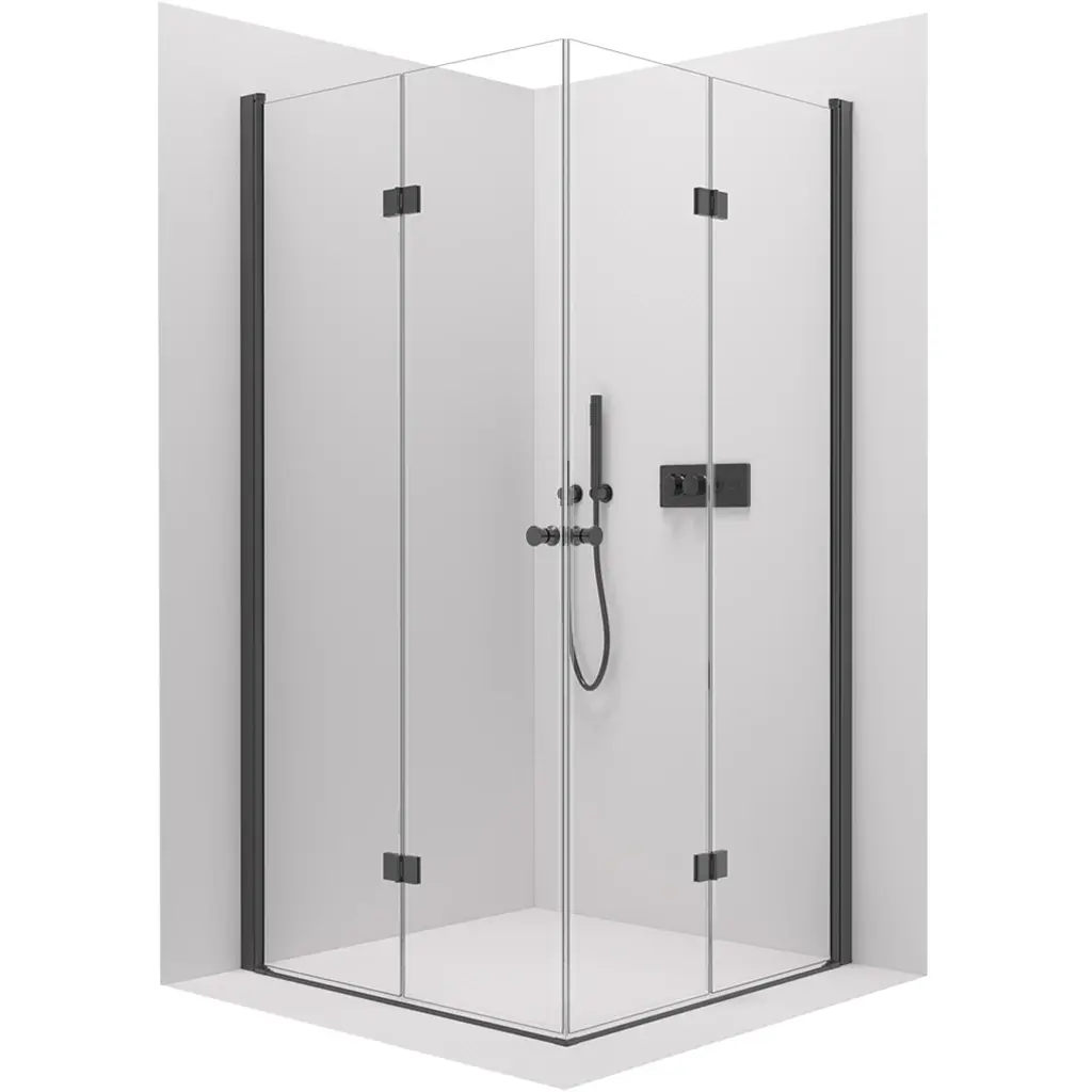 CERANO Sprchový kout Volpe Duo L/P 6 mm černá matná, transparentní sklo 80x70x190  zalamovací CER-480145
